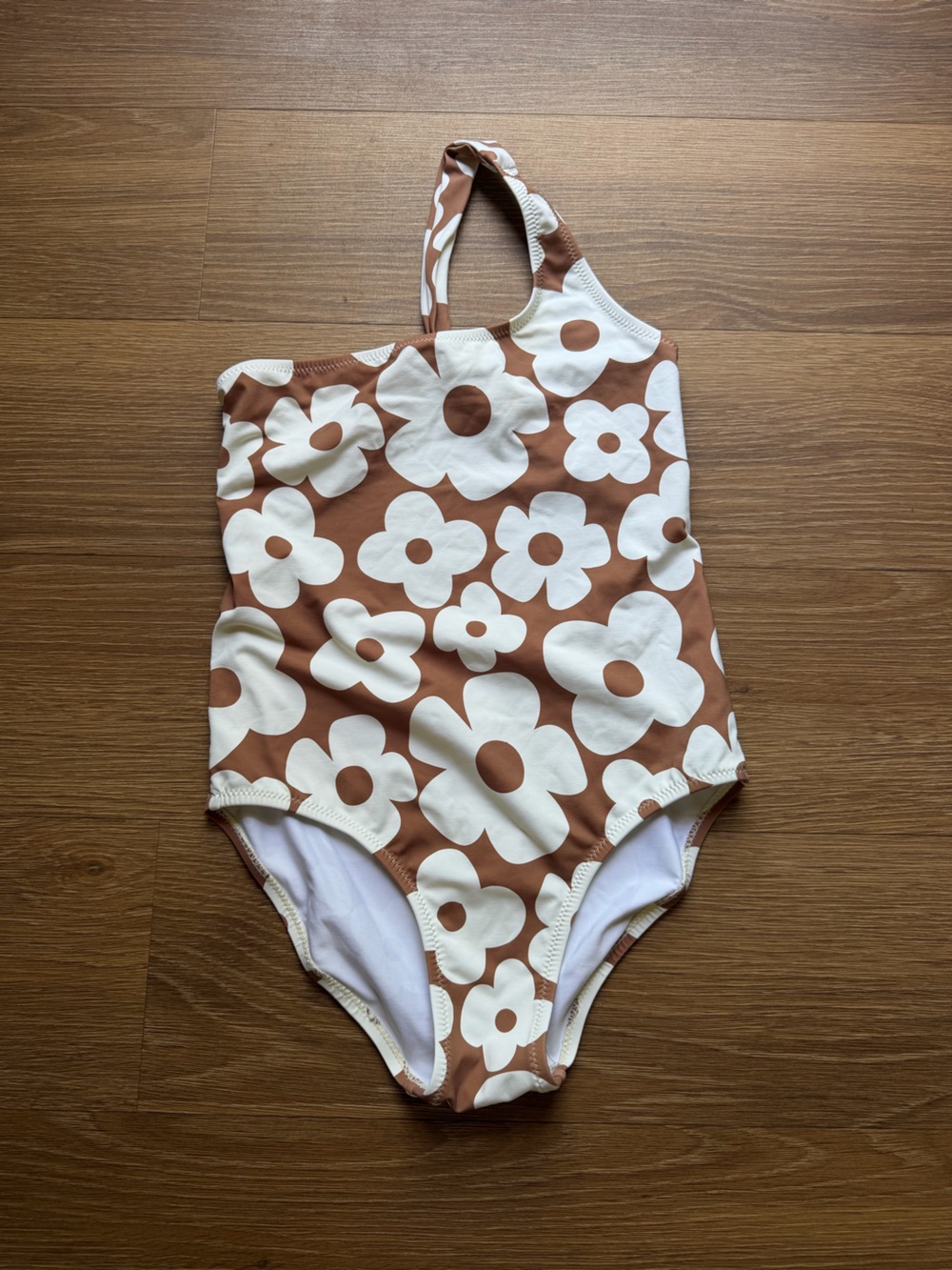 Zara Kids Brown and White Floral One-Piece Swimsuit